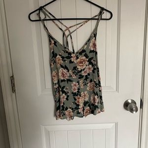 Green American Eagle Floral Tank